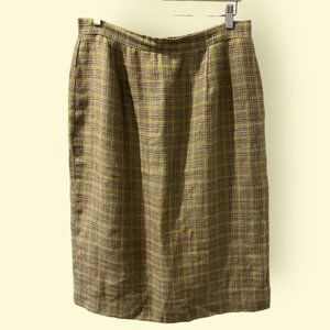 Vintage Tweed Plaid Pencil Skirt